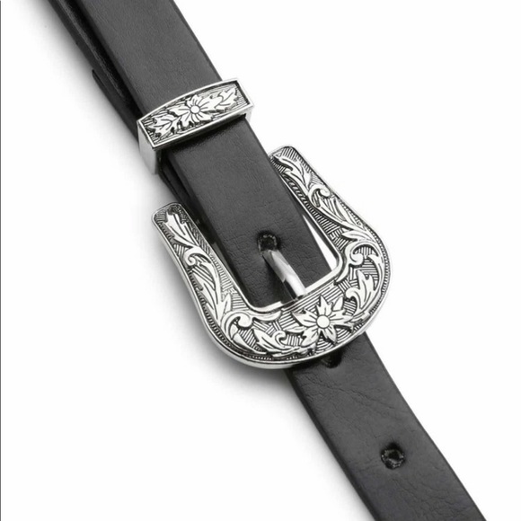 Double buckle belt western boho black silver - Picture 3 of 3